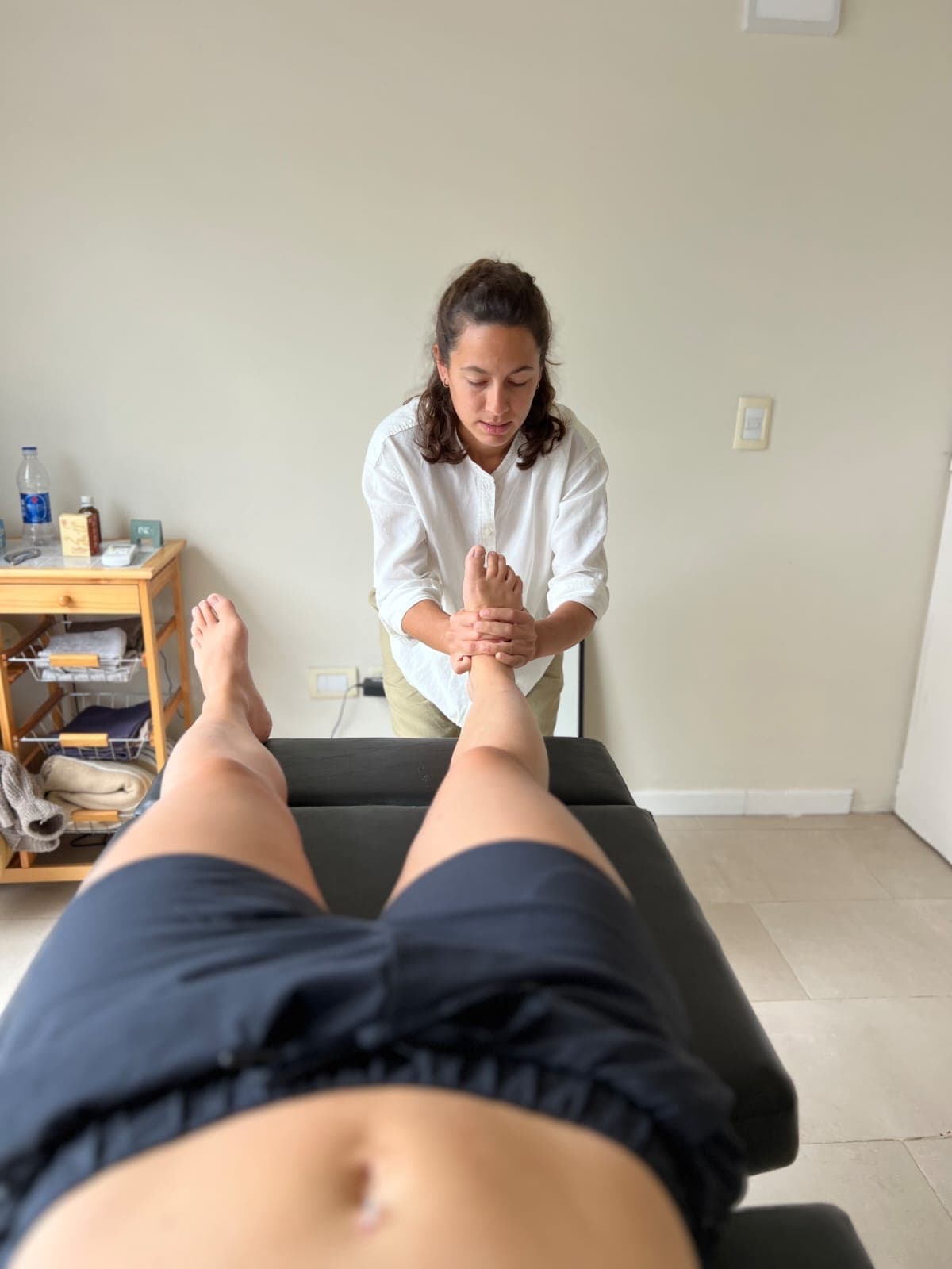 Evaluación de la pierna y la rodilla al inicio de la sesión